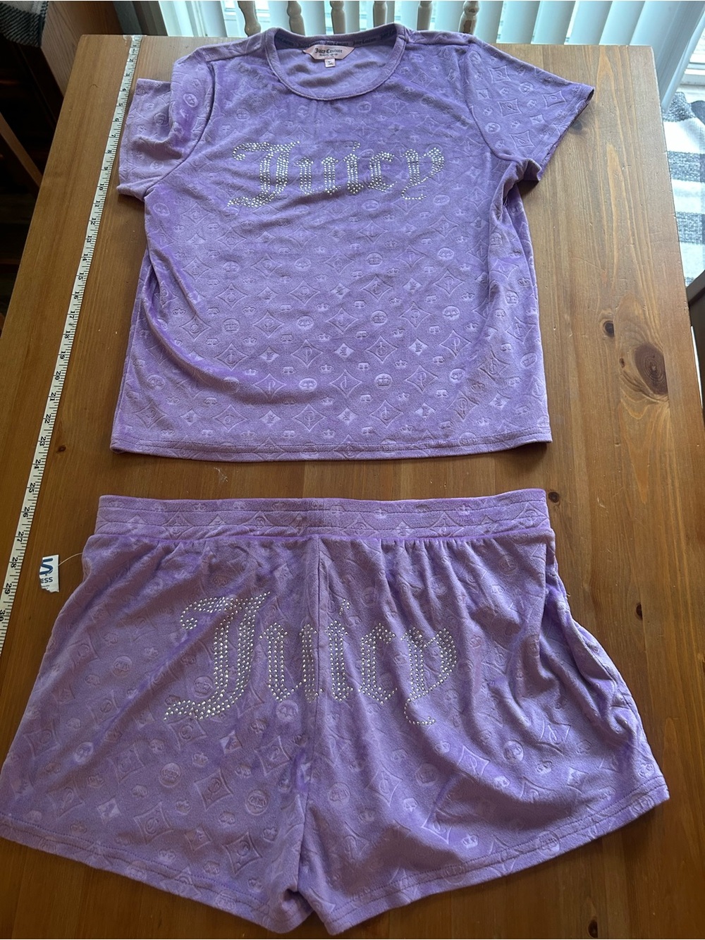 New Juicy Couture 2pc Studded Velour pajama /Loungewear Set. Sz Xl